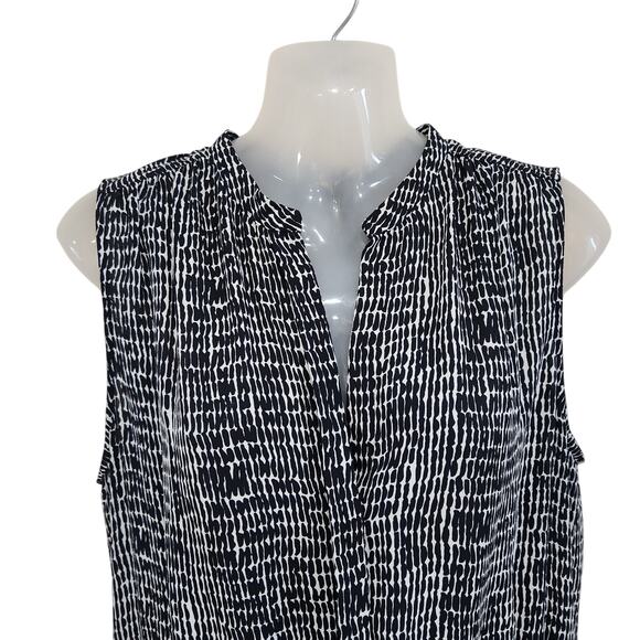 Hilary Radley Sleeveless Split Neck Sheer Tunic Dress Button Front Black Sz 10 - Picture 5 of 10